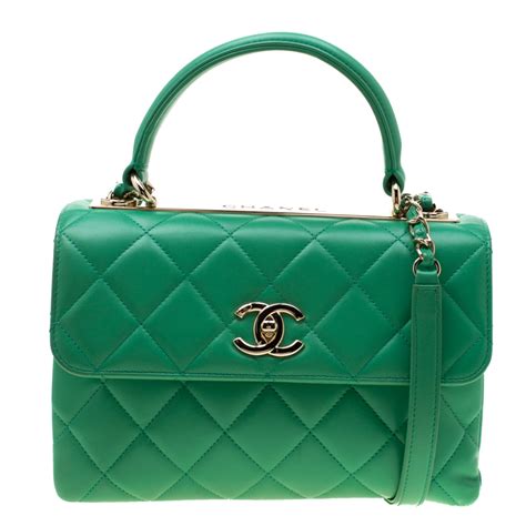 chanel green quilted bag